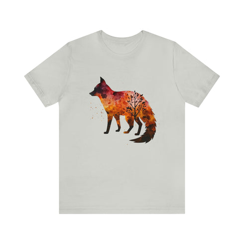 Autumn Fox Silhouette - Short Sleeve Tee Silver